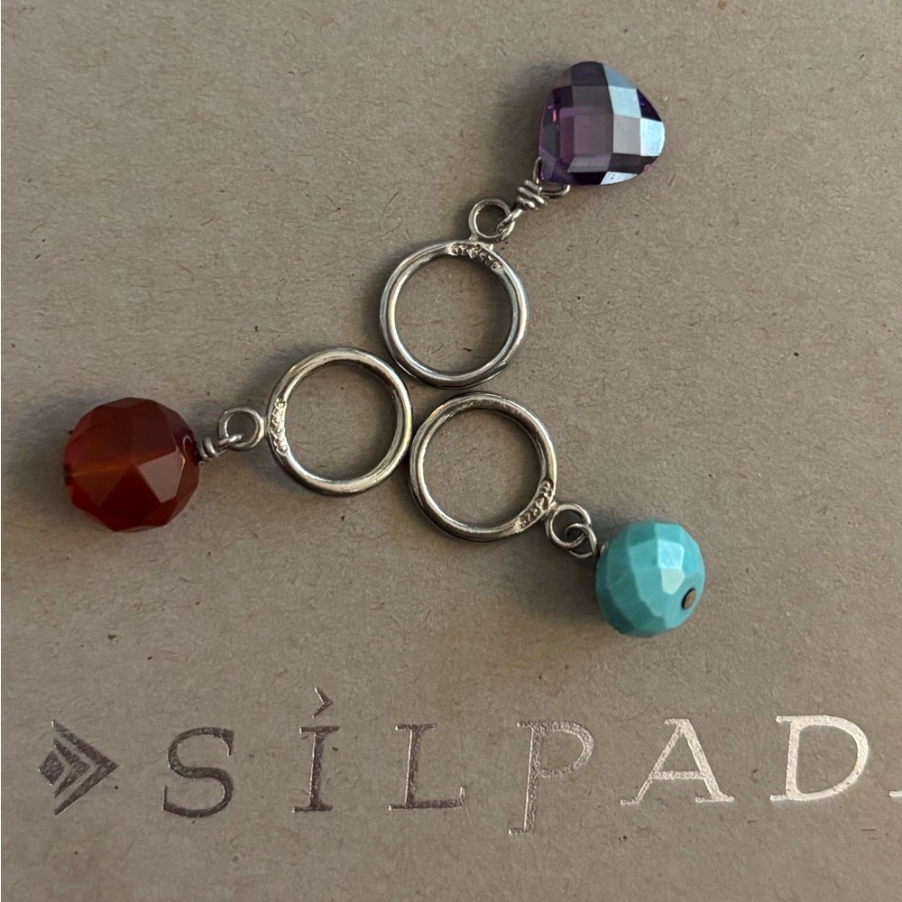Silpada POP OF COLOR ~ Sterling Silver Sliding Charms ~ Full set 3 ~ S3530